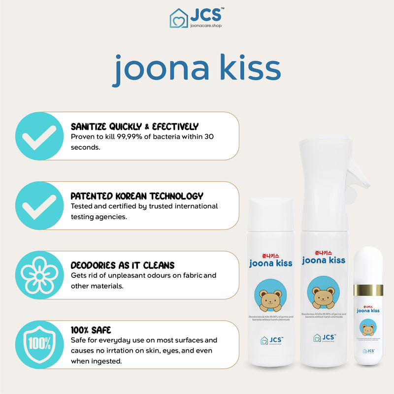 Joona Kiss Spray - COMBO 5 for baby wash hand wash handwash toys furnitures utensils pacifiers baby carriers bed body wash hand soap